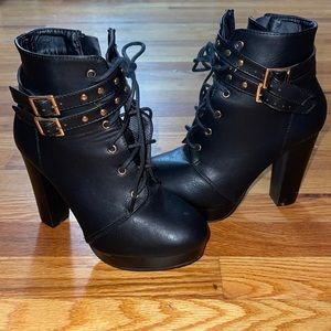 Black high heel booties